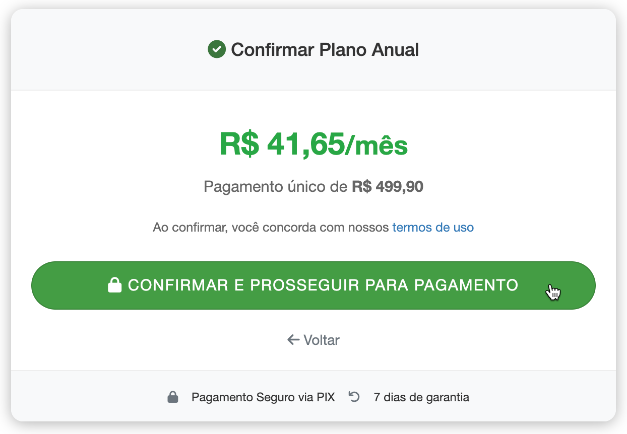 Confirmação da assinatura